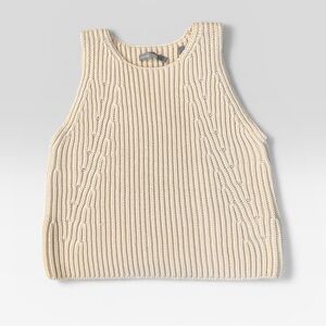 Vince Chunky Knit Ribbed Sleeveless Women’s Tank Top Size Med Ivory Academia